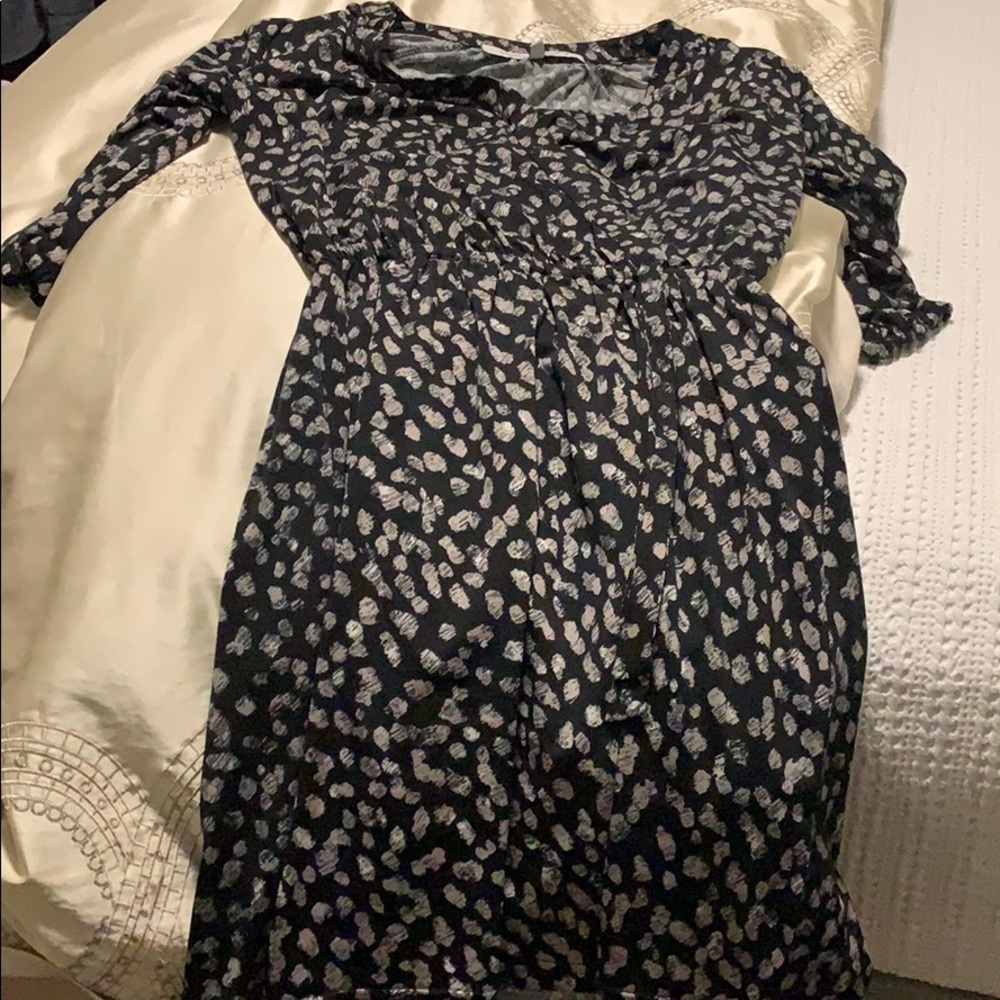 Black and gray wrap dress